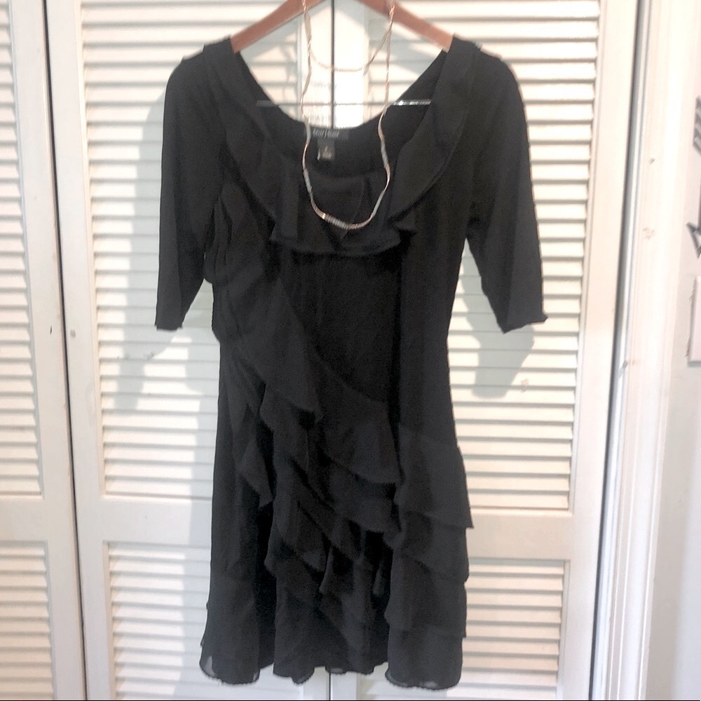 White House Black market black mini ruffle dress size small